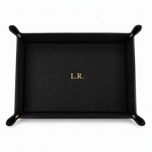 Obsidian Personalized Pebble Texture Leather Organizer
