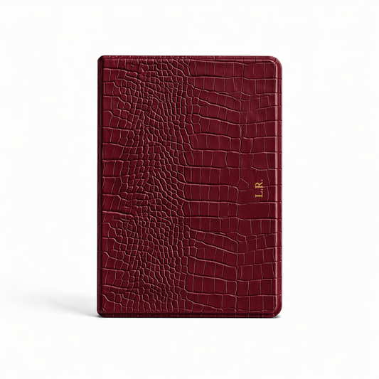 Crimson Personalized Crocodile Leather iPad Case and Stand