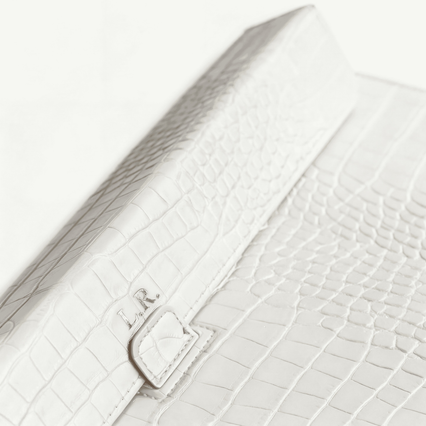 Crème Personalized Crocodile Leather Laptop Sleeve and Stand