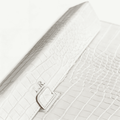 Crème Personalized Crocodile Leather Laptop Sleeve and Stand