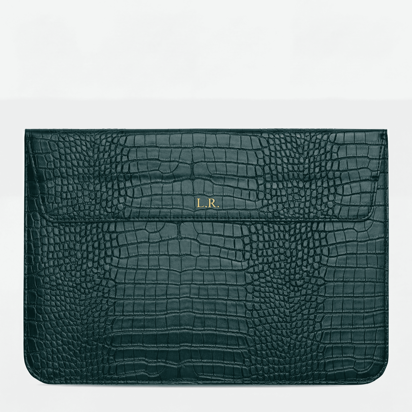 Pine Personalized Crocodile Leather Laptop Sleeve and Stand