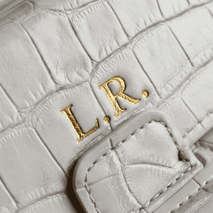 Crème Personalized Crocodile Leather Laptop Sleeve and Stand