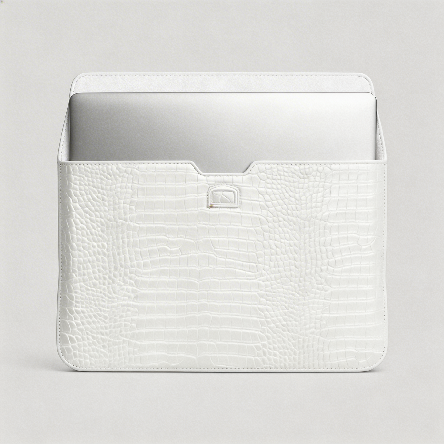 Crème Personalized Crocodile Leather Laptop Sleeve and Stand