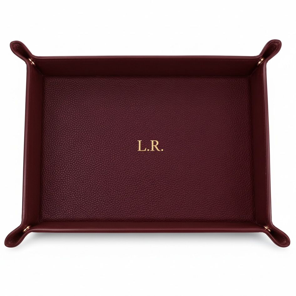 Crimson Personalized Pebble Texture Leather Organizer
