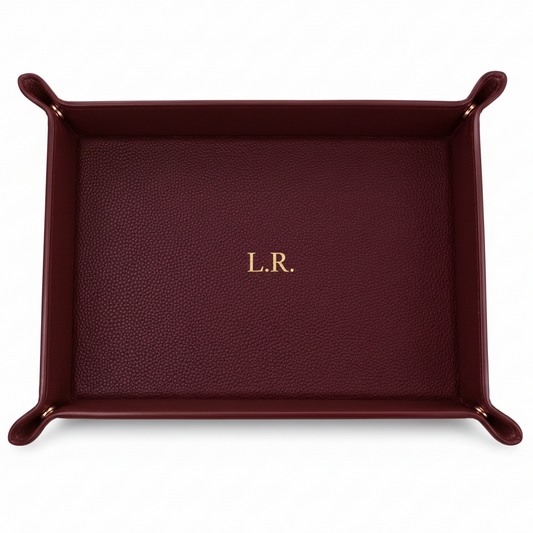 Crimson Personalized Pebble Texture Leather Organizer