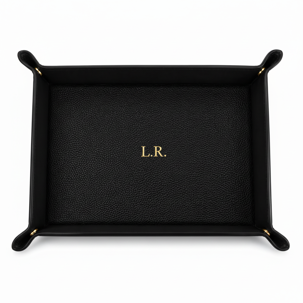 Obsidian Personalized Pebble Texture Leather Organizer
