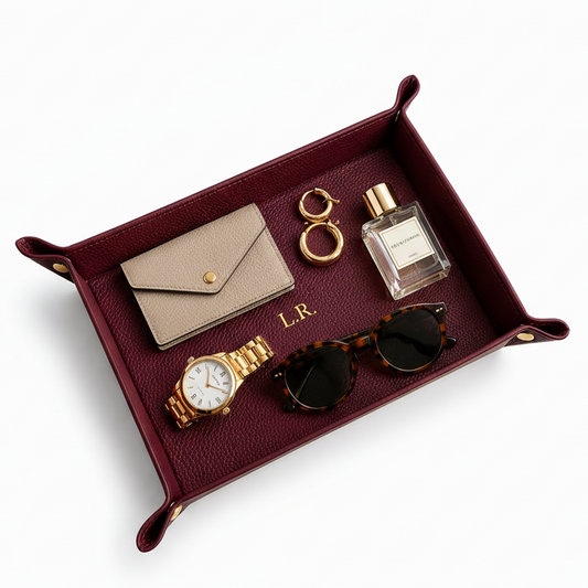 Crimson Personalized Pebble Texture Leather Organizer