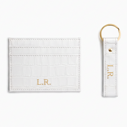 Crème Personalized Crocodile Leather Wallet & Keychain Set