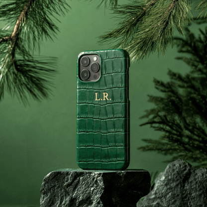 Pine Personalized Crocodile Leather iPhone Case