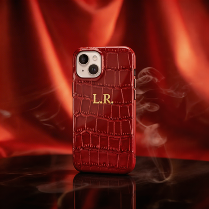 Crimson Personalized Crocodile Leather iPhone Case