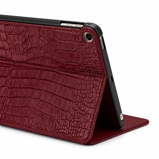 Crimson Personalized Crocodile Leather iPad Case and Stand