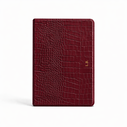 Crimson Personalized Crocodile Leather iPad Case and Stand