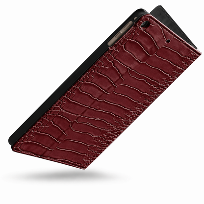 Crimson Personalized Crocodile Leather iPad Case and Stand