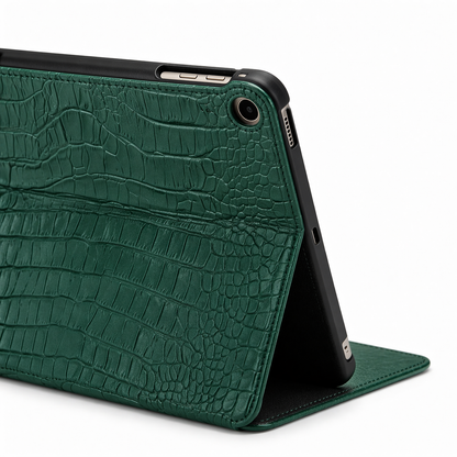 Pine Personalized Crocodile Leather iPad Case and Stand