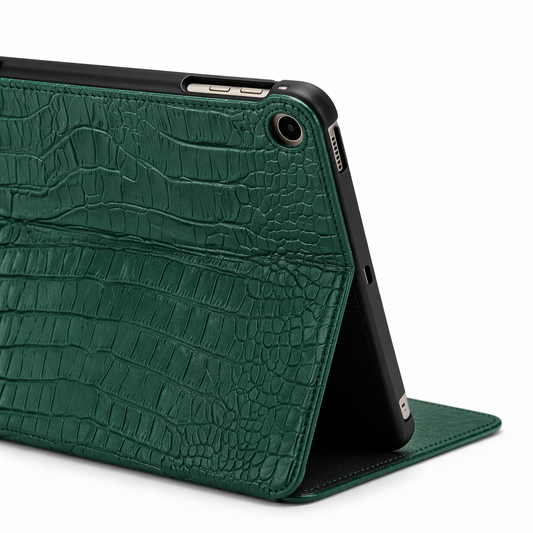 Pine Personalized Crocodile Leather iPad Case and Stand
