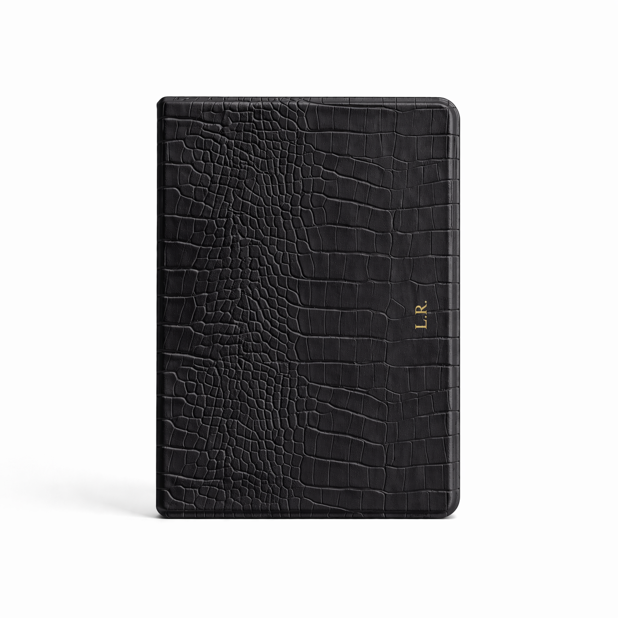 Obsidian Personalized Crocodile Leather iPad Case and Stand