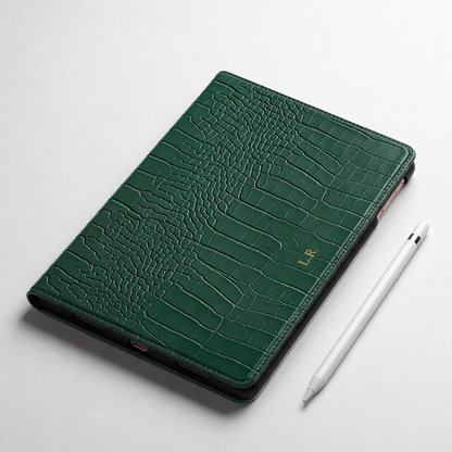 Pine Personalized Crocodile Leather iPad Case and Stand