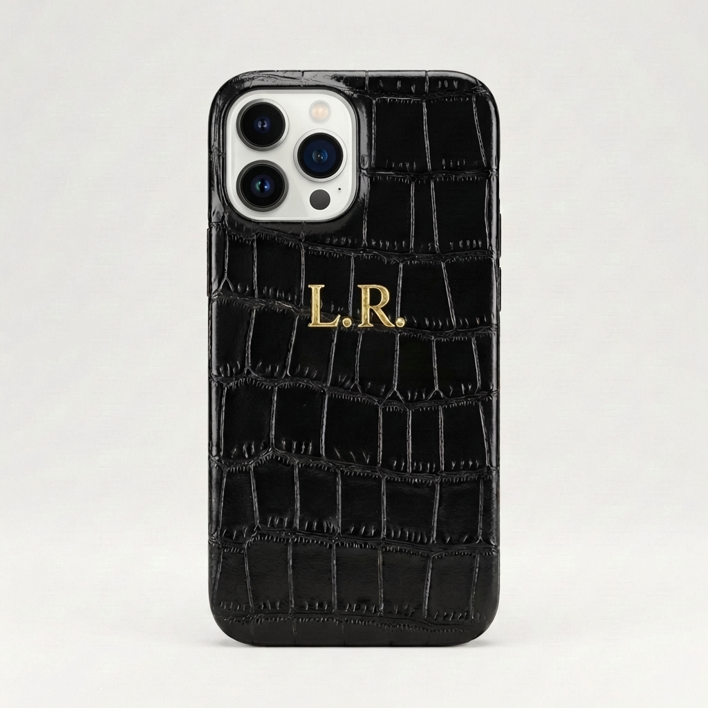 Obsidian Personalized Crocodile Leather iPhone Case