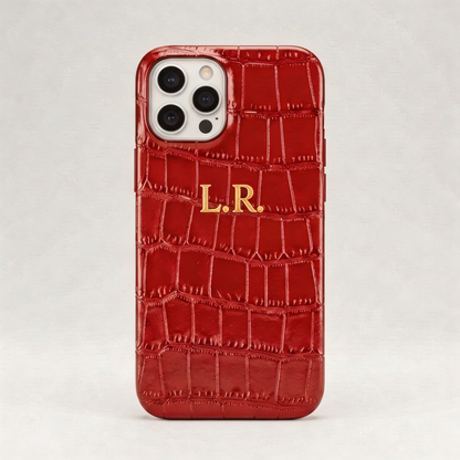 Crimson Personalized Crocodile Leather iPhone Case