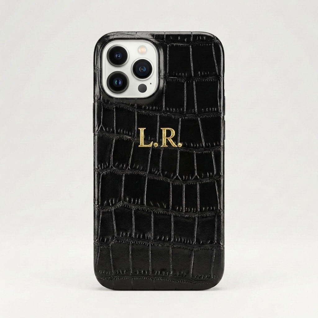 Obsidian Personalized Crocodile Leather iPhone Case