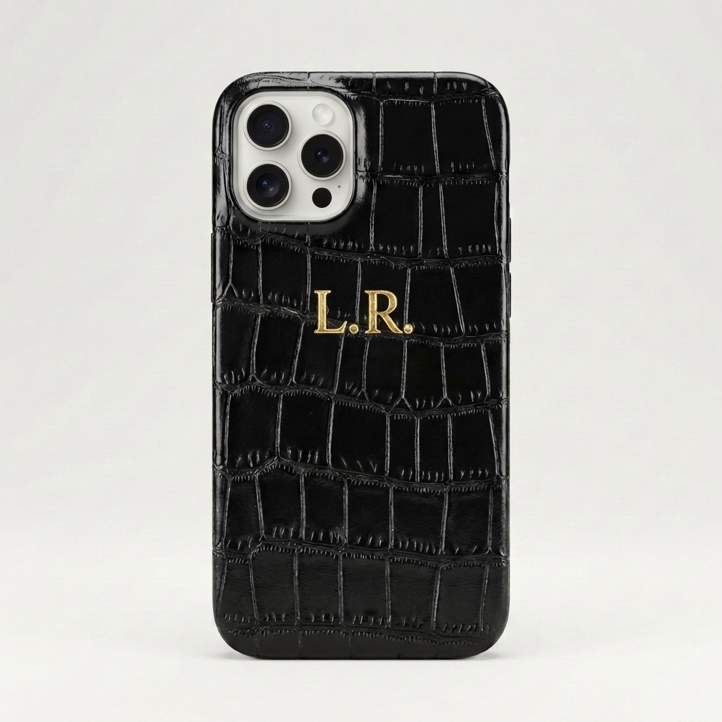 Obsidian Personalized Crocodile Leather iPhone Case