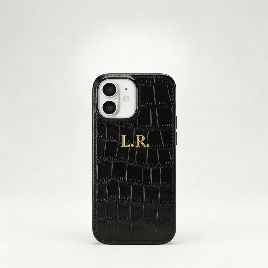 Obsidian Personalized Crocodile Leather iPhone Case