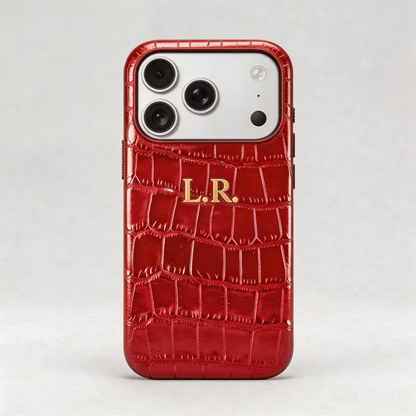 Crimson Personalized Crocodile Leather iPhone Case